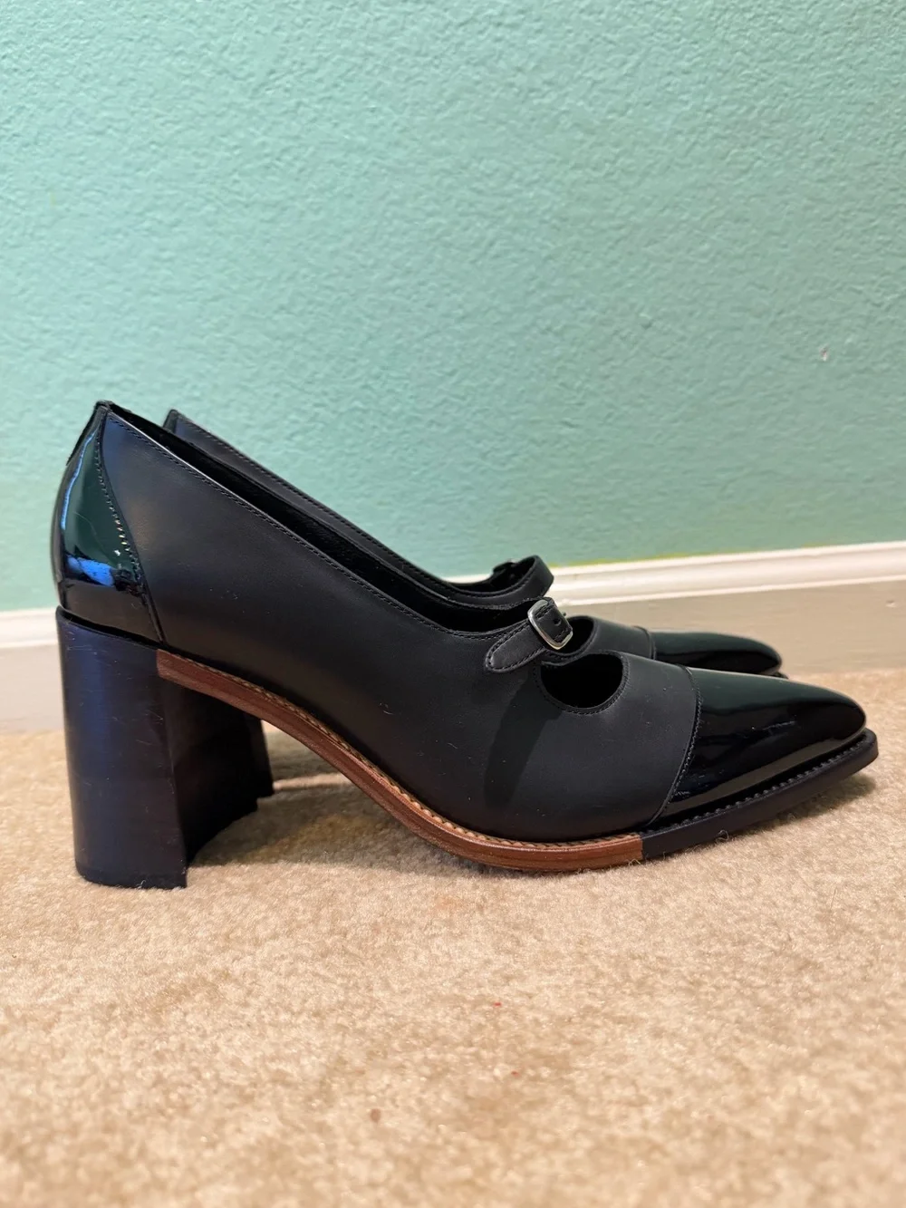The Office of Angela Scott Miss Eliza Black Leather High Heel